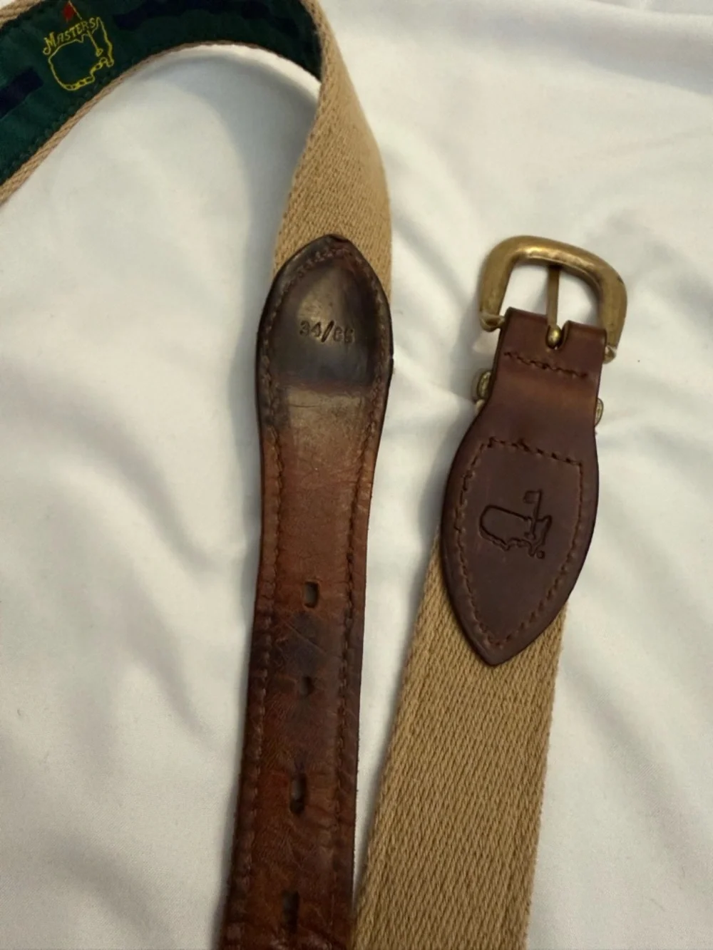 EUC Vintage Masters Augusta National Golf Canvas and Leather Belt 34